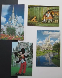4 Vtg. DISNEY WORLD Postcards 1980s + 90s CASTLE/ DOG'S LIFE/ MICKEY MOUSE - Picture 1 of 2