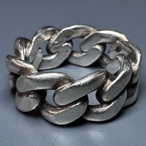 Bague chaîne maillon cubain argent massif Maison Margiela taille 9,75 - Photo 1/11
