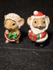 Hallmark Merry Miniatures Mr. & Mrs. Santa Mouse Figurines from 1986  - Picture 1 of 4