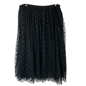 Banana Republic Skirt Medium Black Polka Dot Tulle Holiday Cocktail Party Midi - Picture 1 of 8