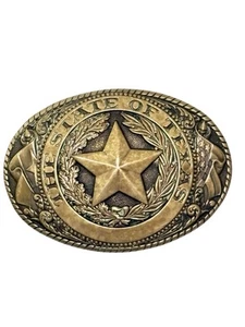Vintage The State of Texas Tony Lama Collection Solid Brass Belt Buckle 3.75" - Picture 1 of 2