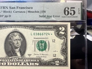 🤩 2017A Star $2 Two Dollar PMG Graded Gem 65 EP SOLID/FILLED STAR Error - Picture 1 of 10