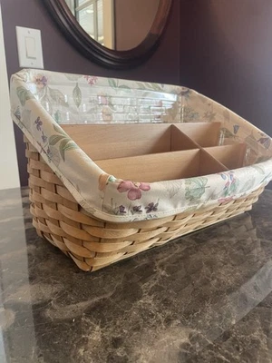 Longaberger Large Desktop 2002 Basket & Botanical Fields Liner & Protector - Image 1 of 4