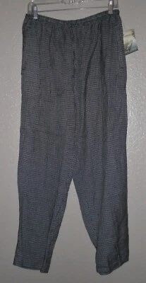 БРЮКИ Marsh Landing черные клетчатые льняные/вискозные эластичные на талии городские сафари размер M новые с ценниками - Изображение 1 из 4