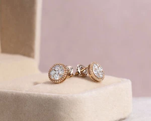 0.50 Carat Lab-Created Round Diamond Stud Earrings, E-F/VVS2-VS1, 14K Rose Gold - Picture 1 of 7
