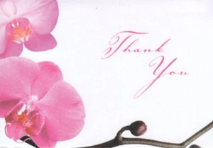 Pink Orchid Orchids Thank You For Expression of Sympathy Cards - Set of 25 - Picture 1 of 2