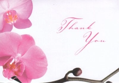 Pink Orchid Orchids Thank You For Expression of Sympathy Cards - Set of 24 - Image 1 of 2