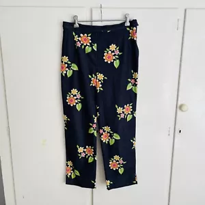 Vintage 90's Y2K Verge Womens Denim Capris Pants Size 12 14 Floral High Waisted - Picture 1 of 9