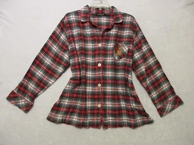 Lauren Ralph Lauren Pajama Top Woman Sz XL Red/White Plaid Long Sleeve Button Up Foto 1 de 4