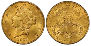 1904 $20, Double Eagle. PCGS MS65 Philadelphia. Coronet head KM 74.3. - Picture 1 of 1