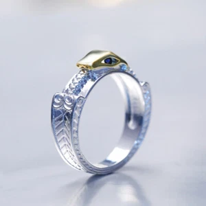 Moda Anillo Forma Serpiente Mujer/Hombre Plata 925 Relleno Circón Cúbico Anillo Talla 6-10 - Imagen 1 de 4