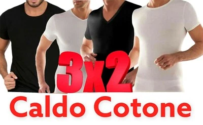 3 maglia intima uomo caldo cotone scollo a V maglietta girocollo t-shirt intimo - Immagine 1 di 4