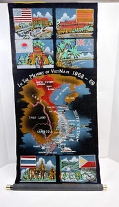 In memoria della guerra del Vietnam 1968-1969 striscione velluto nero rotolo vintage - Foto 1 di 4