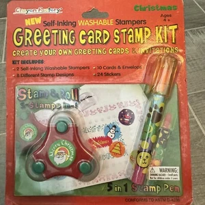 Vtg Crayon Factory Self-Inking Washable Stampers Christmas Greeting Card Stamp - Picture 1 of 14