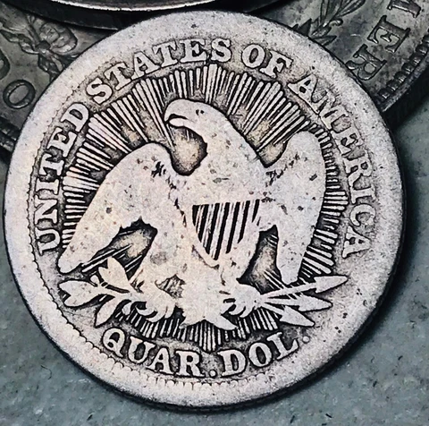1853 Seated Liberty Quarter 25C RAYS ARROWS Ungraded 90% Silver US Coin CC18791 Cover