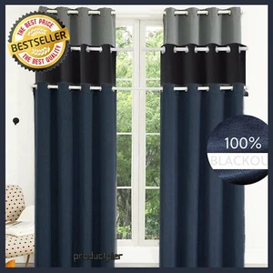Blackout Thick Curtains Grommet Thermal Insulated Bedroom 52"×84" 2 Panels - Picture 1 of 107