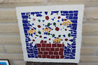 MOSAIC ARTWORK WALL HANGING FLOWERS AND POT 12 1/4