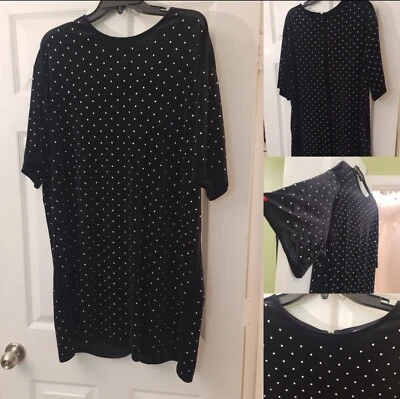 Vestido H&M Para Mujer Negro Terciopelo Plateado Tachonado Brillante Vestido Fiesta Cóctel XL Foto 1 de 4