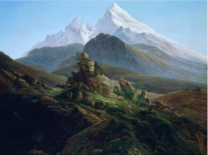 Der Watzmann - Caspar David Friedrich 60x80 Kunstdruck Poster Bild Plakat - Picture 1 of 1