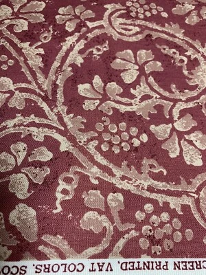 2 Yds P/Kaufman Burgundy & Gold Heavy Upholstery Screen Print Scotchgard 55" - Image 1 of 4