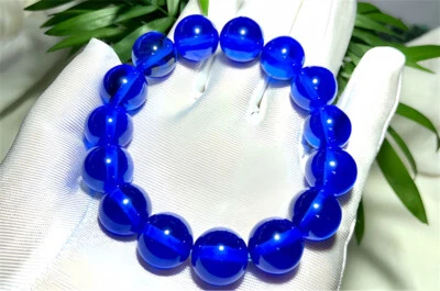 Top Quality AAAA+Blue Round Beads Sapphire Lab-Created Stretchy Beaded Bracelets - Image 1 of 4