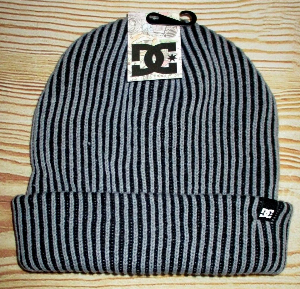 MENS DC SHOES GRAY BLACK BEANIE HAT CAP ONE SIZE - Image 1 of 1