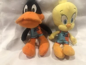Lot of 2 Space Jam A New Galaxy 8” Plush BasketBall Tune Squad Tweety Daffy Duck - Picture 1 of 3