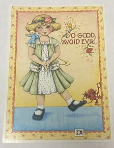 Vintage Mary Engelbreit Greeting Card Do Good Avoid Evil Blank Angel Devil Girl - Picture 1 of 3