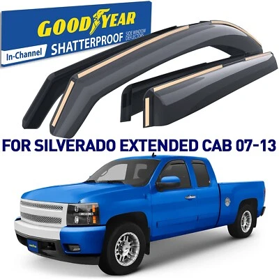 Rain Guards Vent Visors Shade for Chevy Silverado 07-13 Extended Cab - Image 1 of 4