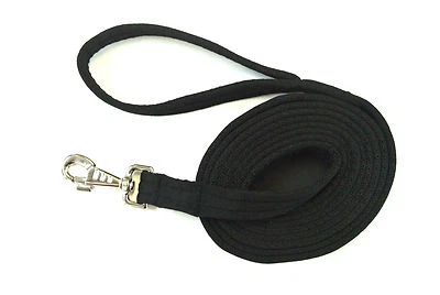 Dog Training Lead Horse Lunge Line Large Padded Soft Strong Air Webbing In Black - Image 1 of 4