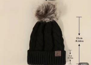 Classic Ribbed Knitted Beanie With Pom Solid Color - Picture 1 of 3