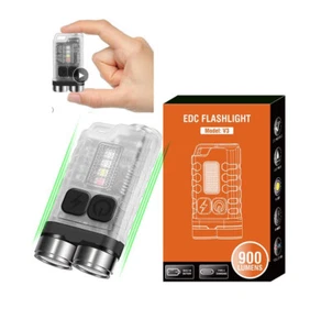 V3 900 Lumen Dual LED USB Typ-C Wiederaufladbare Mini Schlüsselanhänger EDC Taschenlampe Taschenlampe - Bild 1 von 8