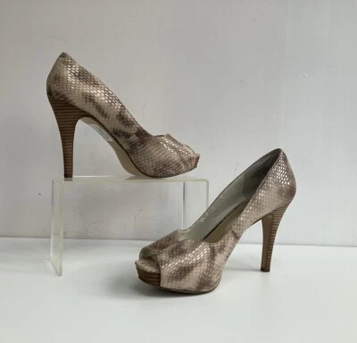 NINE WEST Shoes 6.5 Party Stiletto Heel Platform Glam Snakeskin 39.5 Classy - Image 1 of 4
