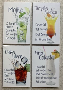 Wandbilder,- Leinwandbilder 4er Set Bilder Rezepte, für Ccktails mit Aufhänger - Bild 1 von 8