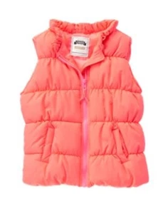GYMBOREE POLAR PINK NEON CORAL PUFFER VEST 4 5 6 7 8 10 12 NWT - Picture 1 of 1