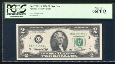FR. 1935-C* 1976 $2 *STAR* FRN PHILADELPHIA, PA PCGS GEM UNCIRCULATED-66PPQ (C) - Image 1 of 2