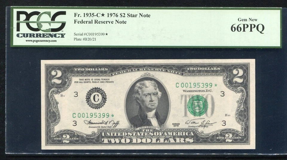 FR. 1935-C* 1976 $2 *STAR* FRN PHILADELPHIA, PA PCGS GEM UNCIRCULATED-66PPQ (C) - Image 1 of 2
