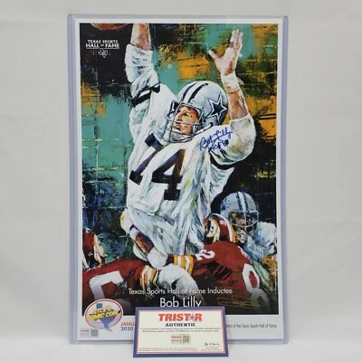 BOB LILLY COWBOYS HOF & ARTIST ROBERT HURST SIGNED AUTO 11X17 PRINT TRISTAR COA - Image 1 of 4