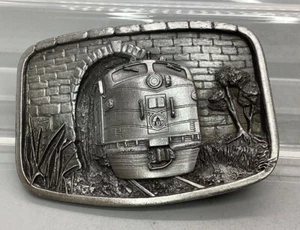 Vintage 1987 Train Engine Tunnel Belt Buckle Bergamot Metal X45 Delavan WI USA - Picture 1 of 4