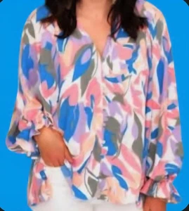 Entro V-Neck Long Sleeve Blouse Womens Size Large   - Picture 1 of 14