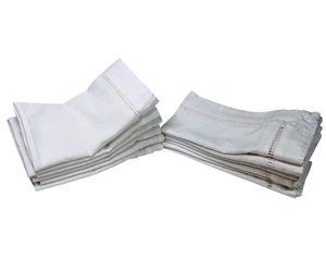 Vintage Set Of 12 "Hotel" Cloth Dinner Napkins Set 19” X 19” White - Picture 1 of 8