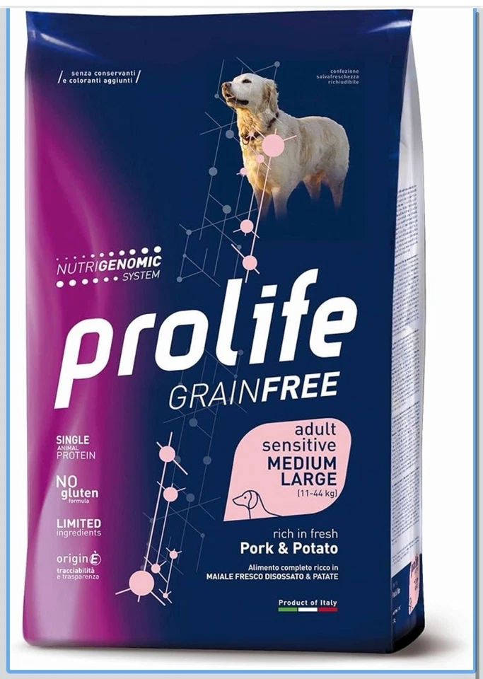 Prolife Dog Grain Free Sensitive Medium Large Maiale e Patate - Sacco da 10 kg - Immagine 1 di 1