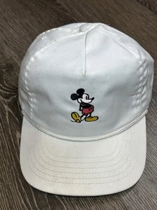 Vintage Mickey Mouse White Hat Cap Rope DISNEY Made In USA - Picture 1 of 5