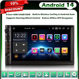 Radio estéreo para automóvil Android 14 64 GB doble Din GPS para Nissan DAB + CarPlay DSP BT5.0 - Imagen 1 de 21