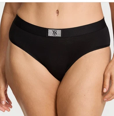 Victoria's Secret NWT XXL Black Bling Shine Patch Hiphugger Panty - sold out - Image 1 of 3