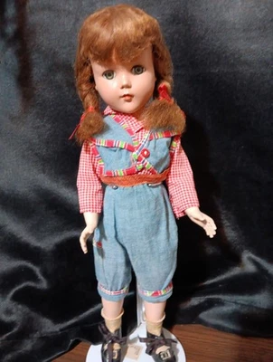 Vintage Arranbee Nanette 17"  Doll With Braids And Denim Outfit 1948 - Image 1 of 4