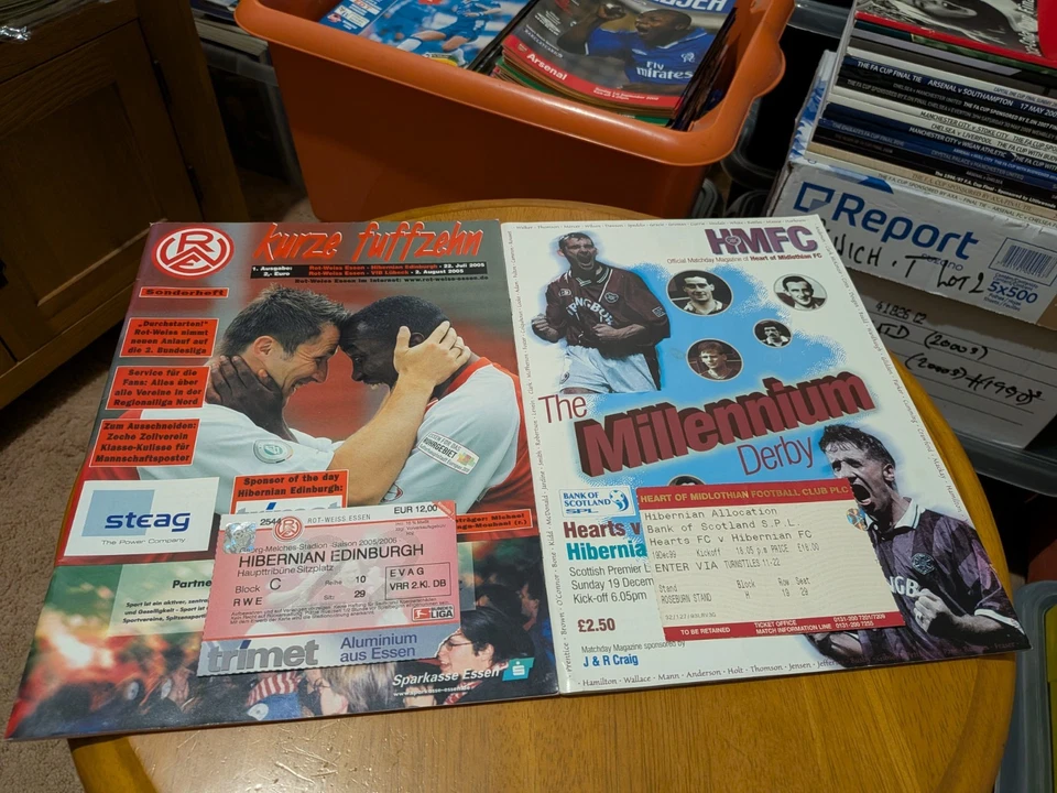 Hibernian x 2 Away Football Programmes both with Tickets both Listed - Image 1 of 1