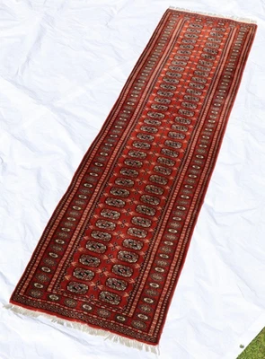 Usbekischer Bukhara Läufer Orientteppich 77x297cm handgeknüpft Wolle Teppich - Bild 1 von 4