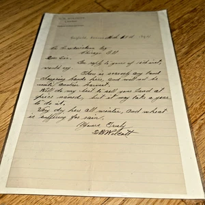 1894 Handwritten Letter D.B. WOLCOTT LUMBER YARD, Garfield Kansas - Picture 1 of 3