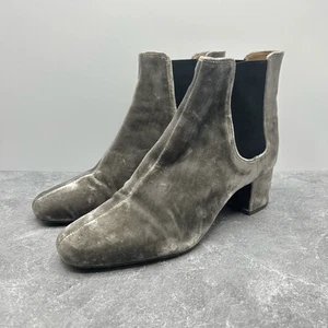 Madewell Gray Velvet The Walker Chelsea Ankle Boots Size 9 Block Heels - Picture 1 of 11
